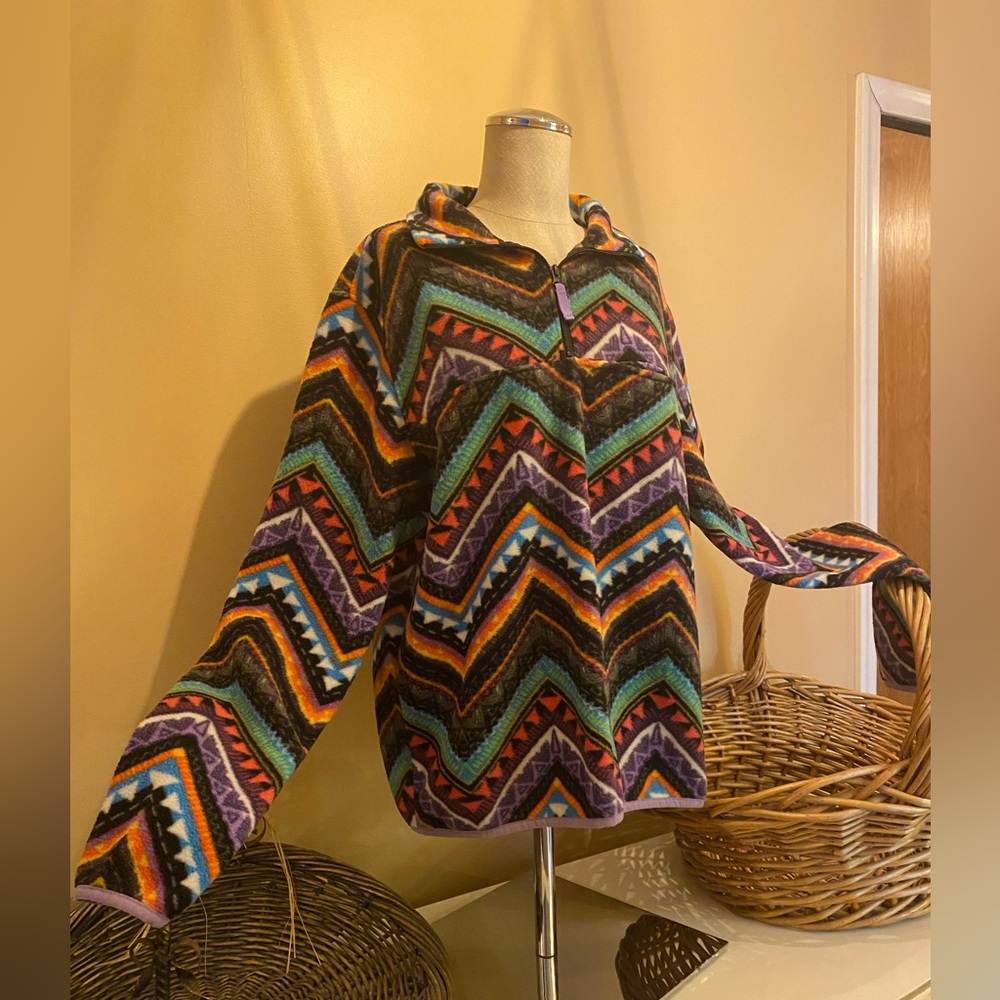 Wesc Multicolor Patterned Fleece Pullover Unisex … - image 3